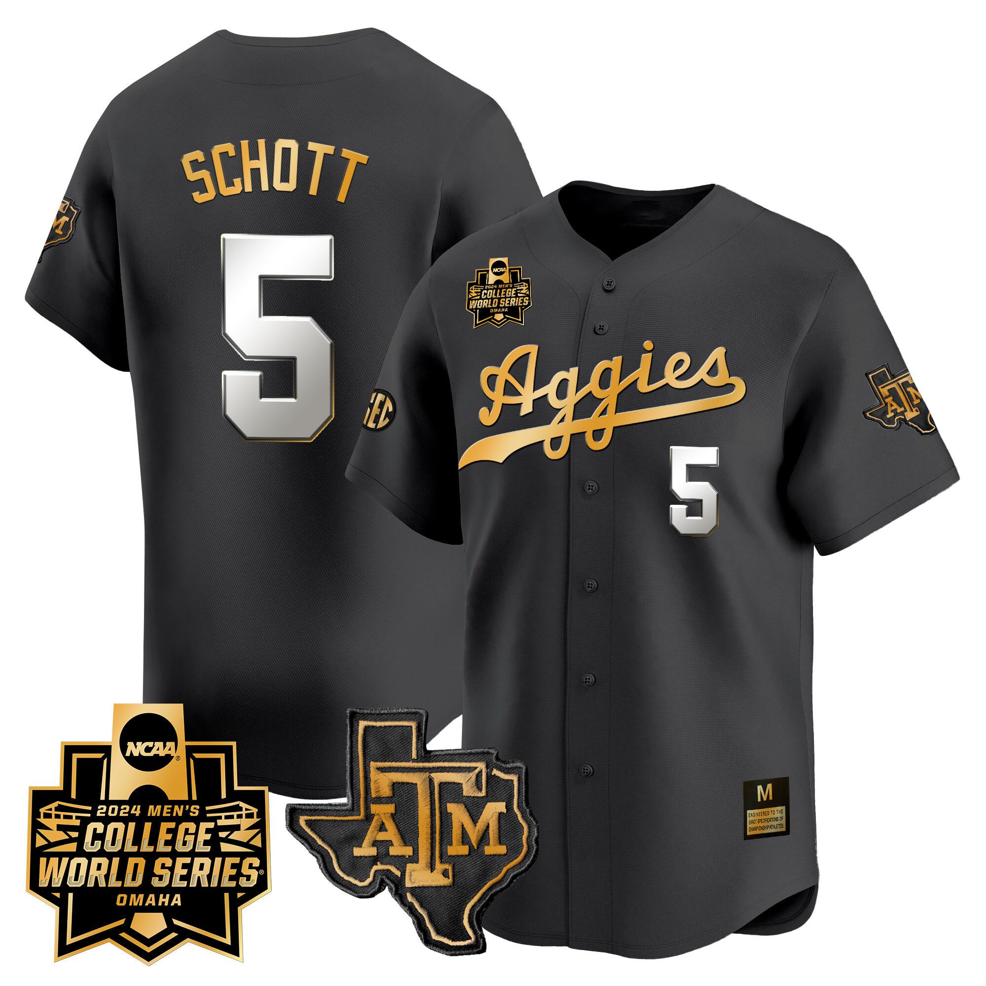 Men Texas A&M Aggies #5 Schott Black 2024 College World Series Vapor Premier Limited NCAA Jersey->indianapolis colts->NFL Jersey